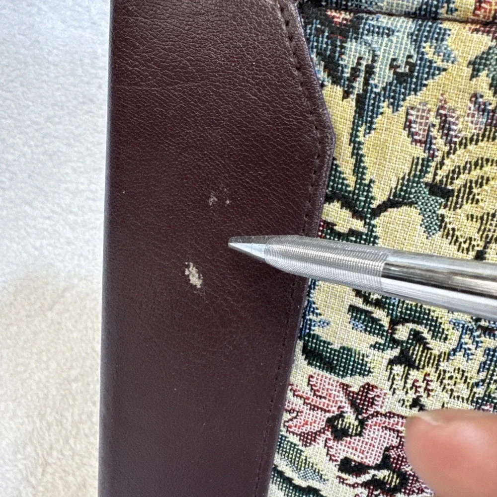 Vintage Floral Tapestry Photo Album Faux Leather Spine Burgundy 7x9